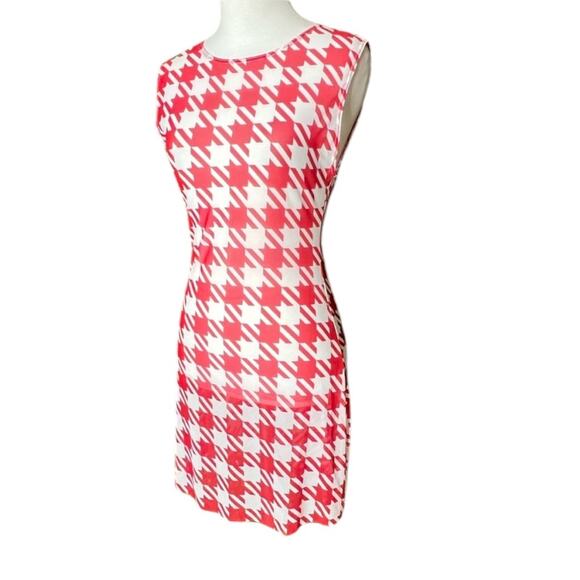 *NWOT WeWoreWhat Sheer Mesh Muscle Dress in Cherry Red/White – Med - Picture 5 of 10